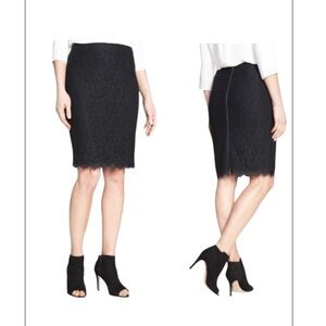 DIANE VON FURSTENBERG Scotia Black Lace Pencil Skirt Size 2